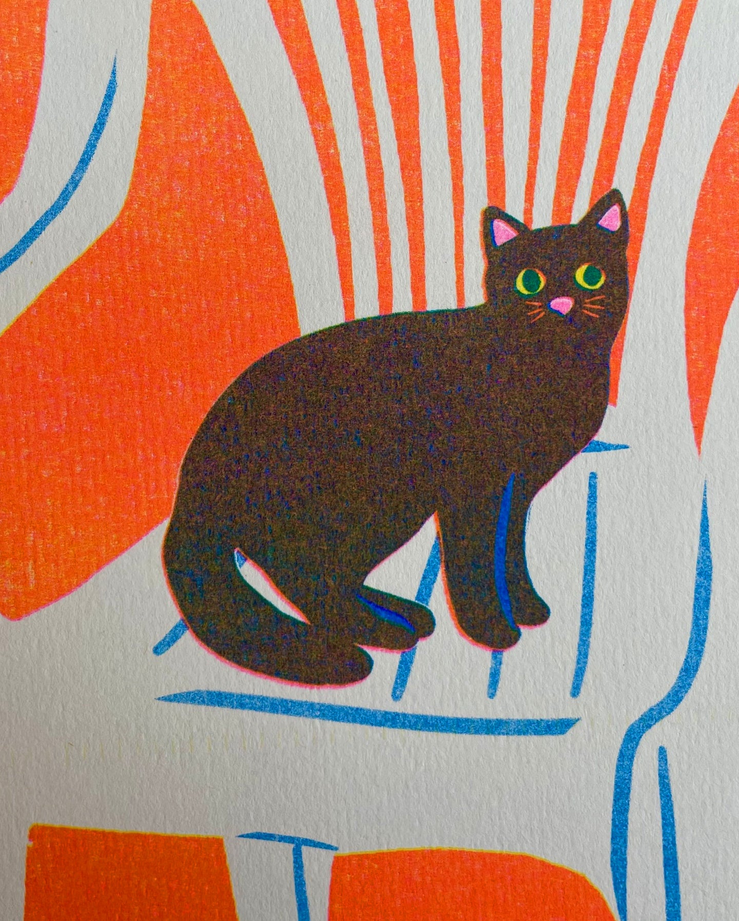Cat in Chair Riso Print