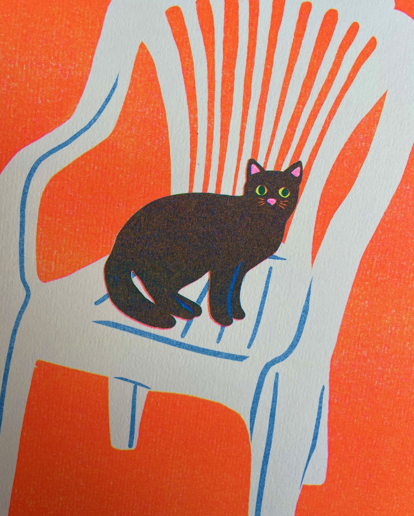 Cat in Chair Riso Print