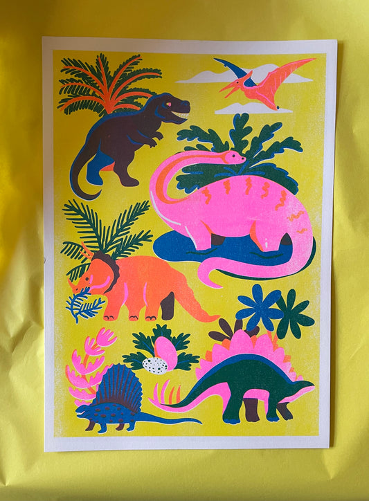 Dinosaur riso print ( reduced )