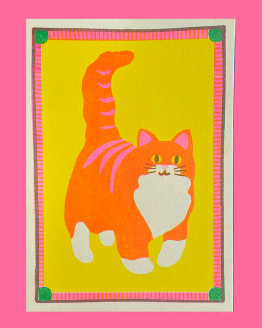 Orange Cat Mini Riso Print