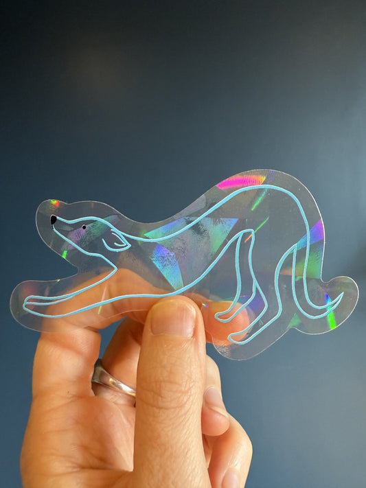 Stretching Dog sun catcher sticker