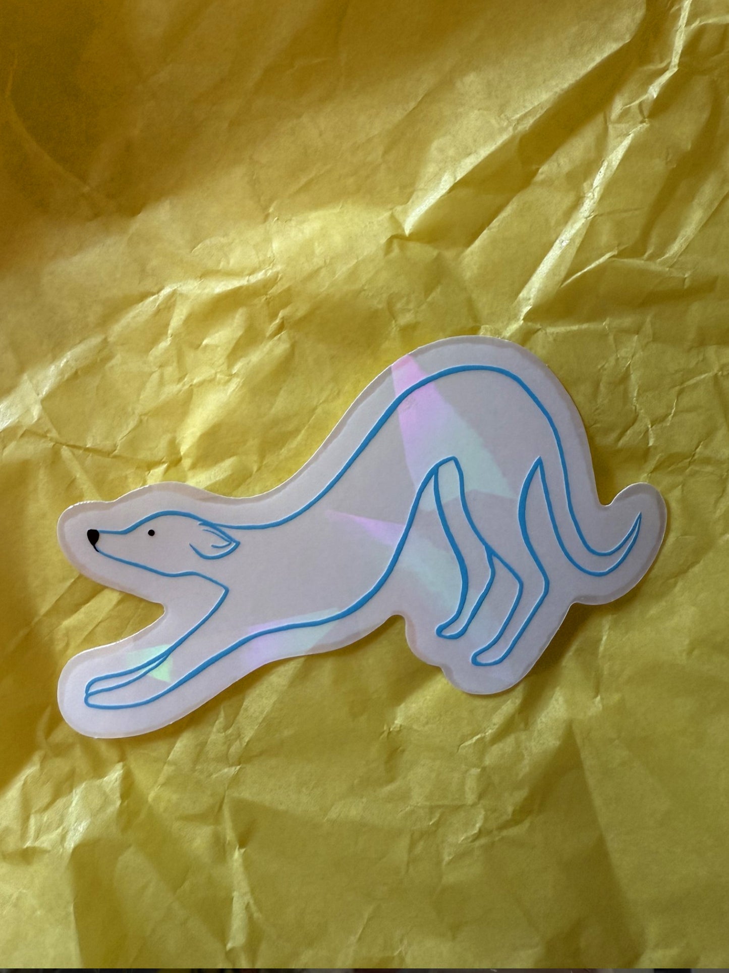 Stretching Dog sun catcher sticker