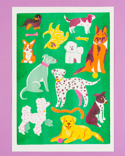 Dog Risograph Print